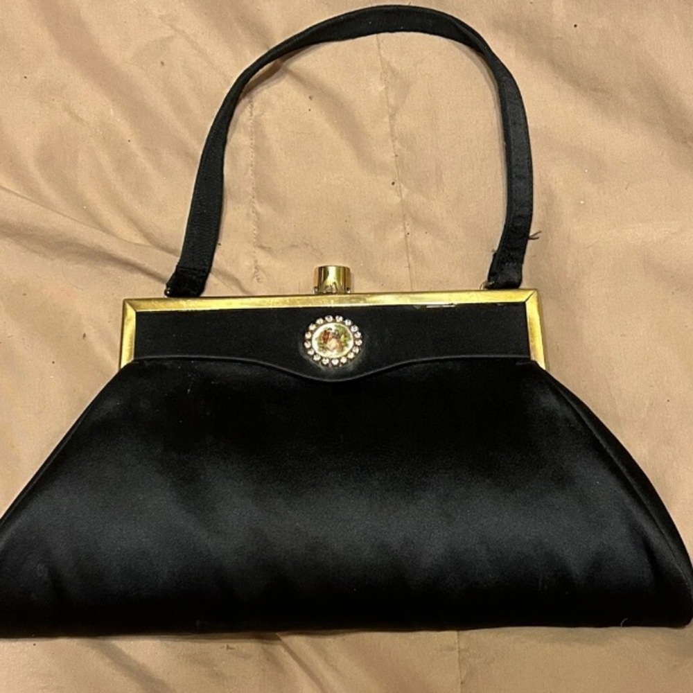 Vintage Mid Century Black Tyrolean Purse